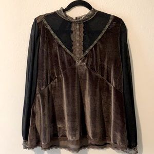 Suede/ Lace Blouse
